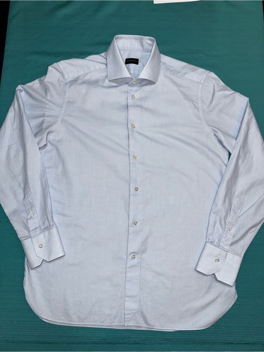 Ermenegildo Zegna cotton light blue Slim Check Dress Shirt 16.5 42